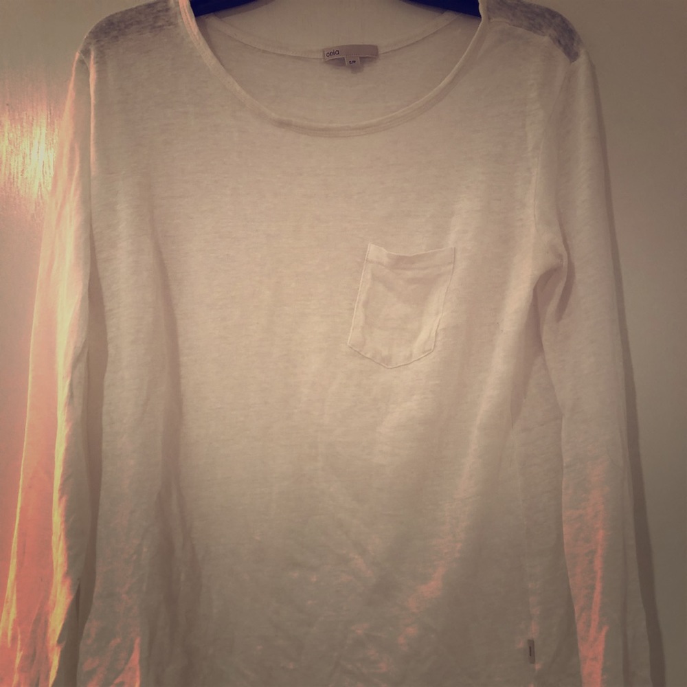 Onia white linen long sleeve
